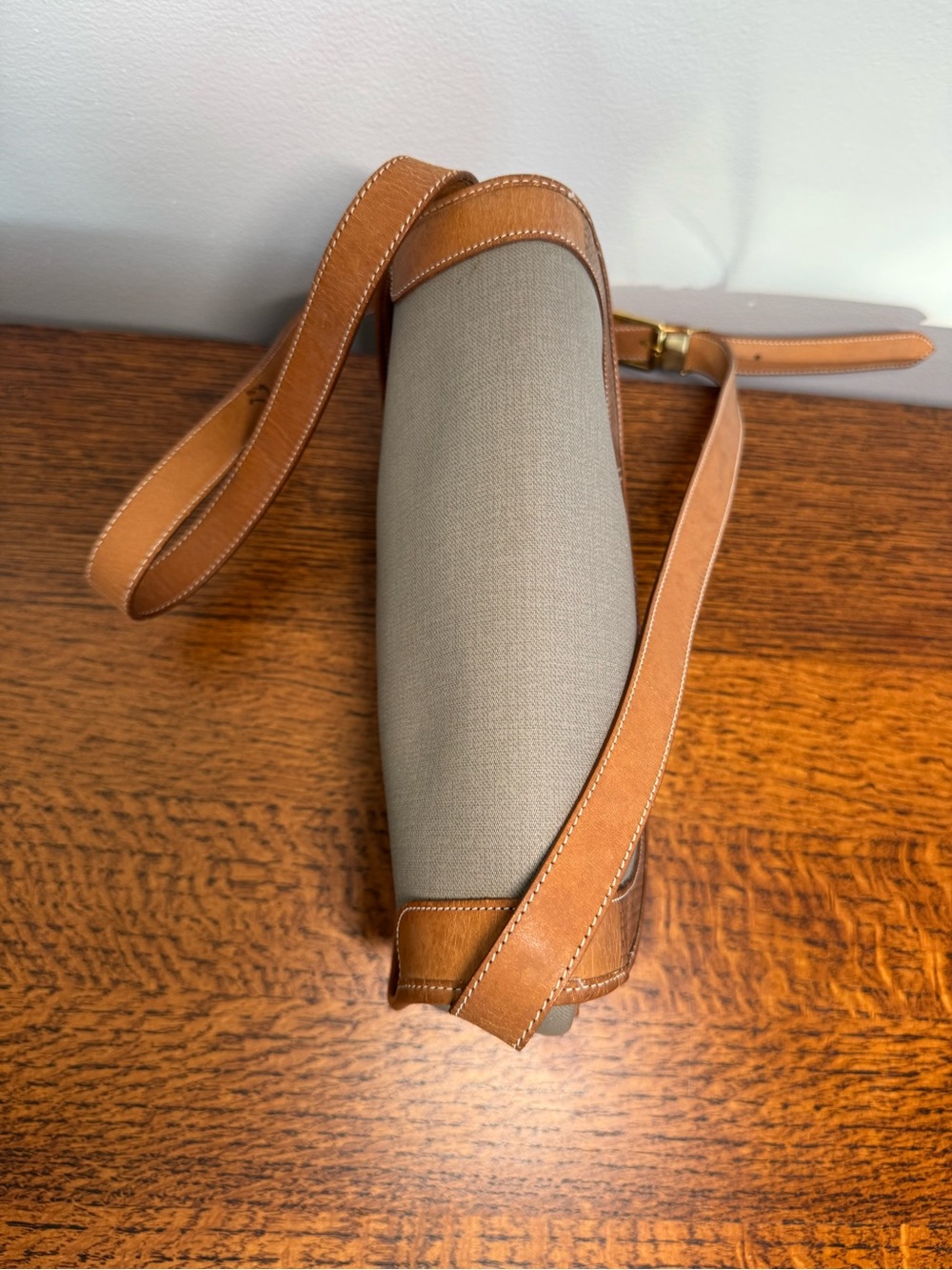 Dior Vintage Taupe Canvas and Tan Leather Saddle Crossbody Bag - Picture 6 of 12